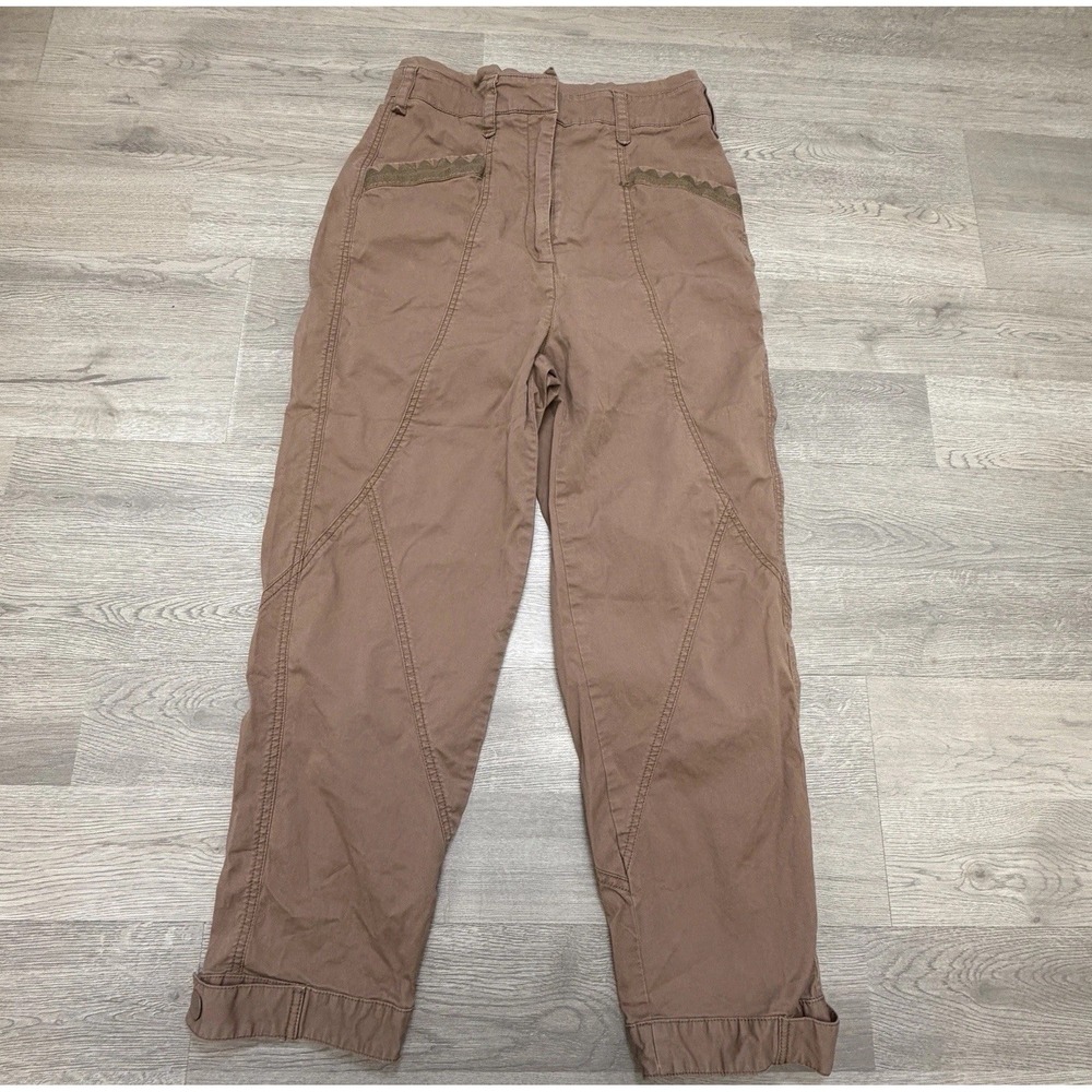 Anthropologie Paper Bag‎ Pants Womens 4 Snap Cuff Ultra High Rise Stretch Cotton